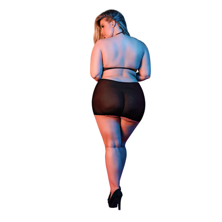 Magic Silk Neckholder-Crop-Top und Minirock-Set, Schwarz, Größe 2X