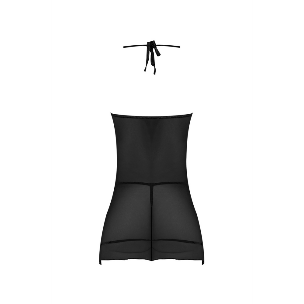 Magic Silk Nightgown G-String Set Zwart Maat S/M