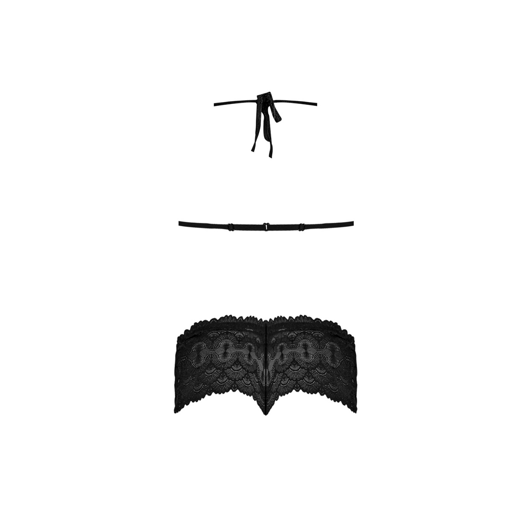 Magic Silk Triangle Bra set S/M black lace with cheeky briefs