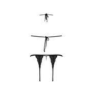 Detail van Magic Silk kanten jarretelset zwart, maat L/XL, close-up van bandjes, kant en pasvorm