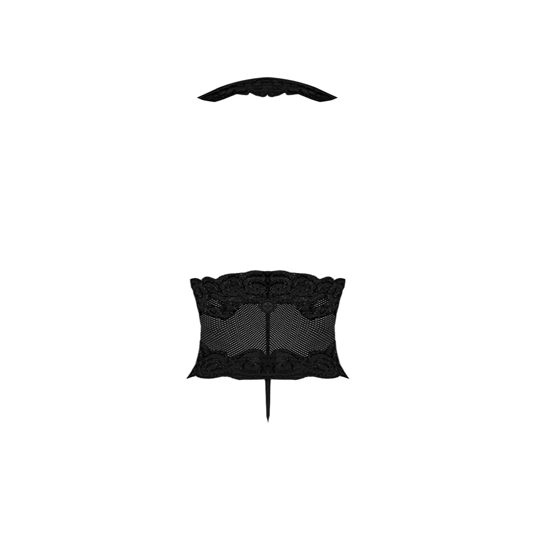 Detail van Magic Silk halter teddy Deep Look zwart, maat S/M, close-up van bandjes en uitsnede