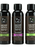 Earthly Body Hemp Seed massageolie cadeauset met drie donkere flesjes naast elkaar op witte achtergrond