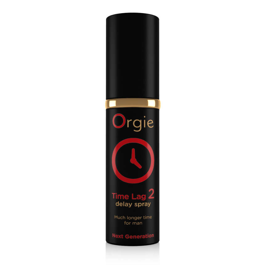 Orgie Time Lag 2 Delay Spray Next Generation 10 ml zwart sprayflesje met rood logo op witte achtergrond