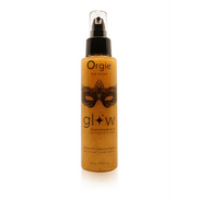 Orgie Glow Shimmer Bodyolie 110 ml gouden fles met pomp voor satijnzachte glanzende huid