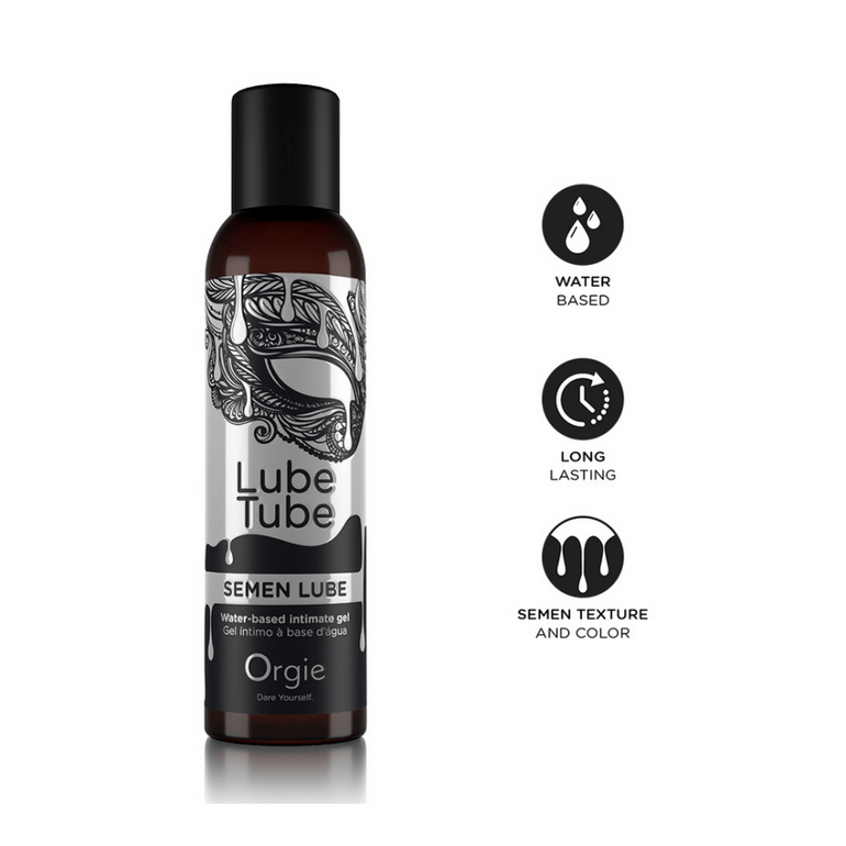 Orgie Semen Lube pictogrammen waterbased makkelijk uit te wassen pH vriendelijk en condoomveilig detail