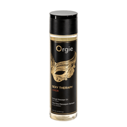 Orgie Sexy Therapy Amor massage-olie 200 ml, zwarte fles met goud etiket op witte achtergrond