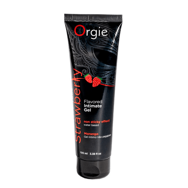 Orgie Lube Tube Aardbei 100 ml waterbasis glijmiddel, zwarte tube met rode aardbei details, zoete smaak voor soepel glijden