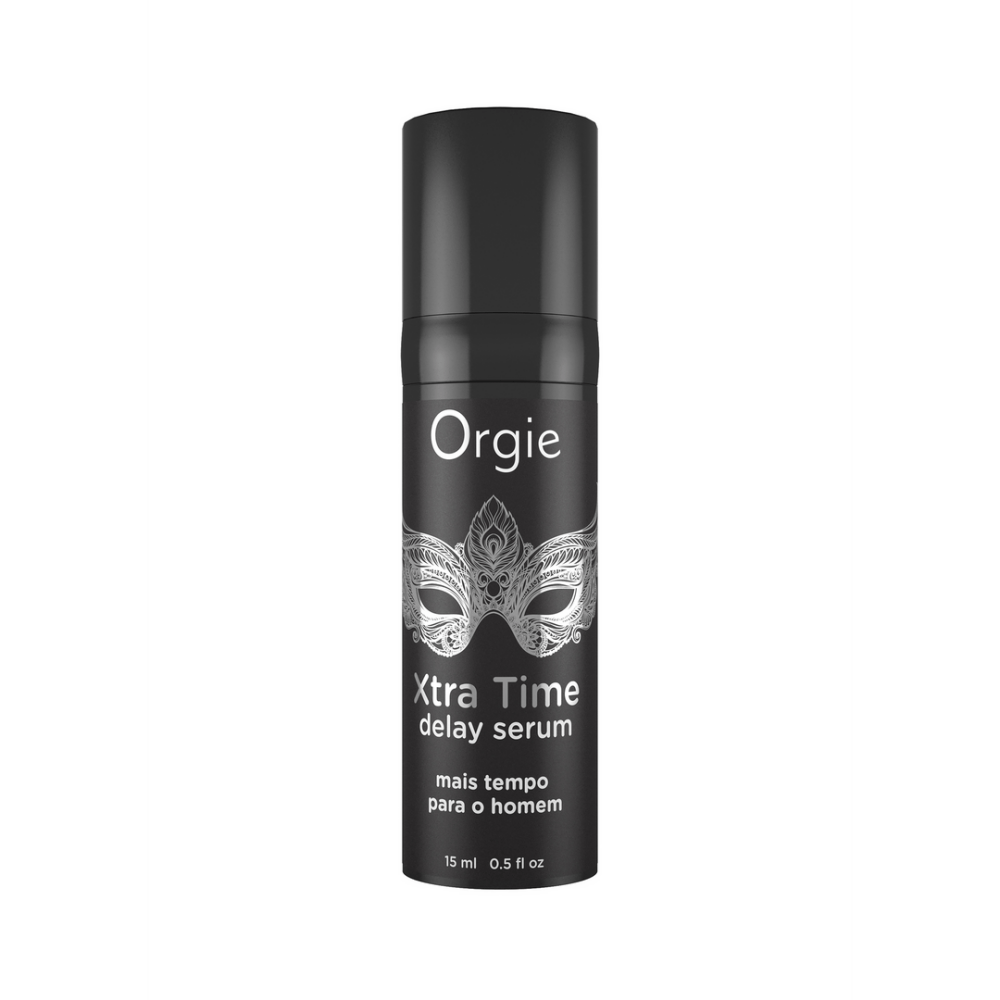 Orgie Xtra Time Serum 15 ml zwarte flacon voor mannen vertraagt het hoogtepunt zacht voor de huid en makkelijk doseerbaar