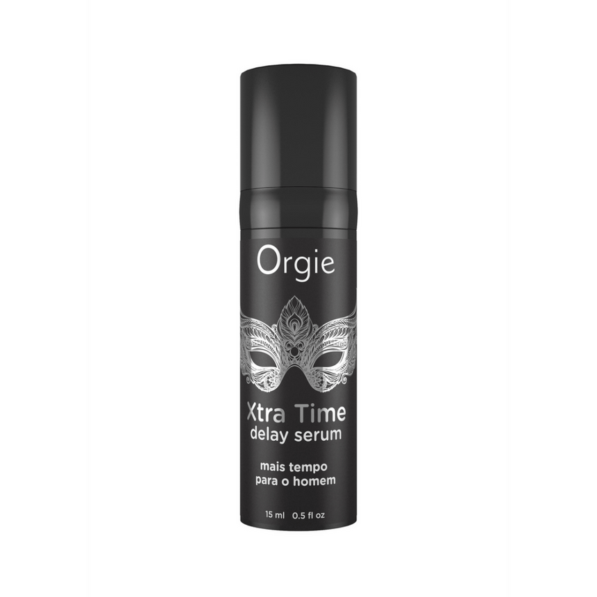 Orgie Xtra Time Serum 15 ml zwarte flacon voor mannen vertraagt het hoogtepunt zacht voor de huid en makkelijk doseerbaar