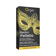 Verpakking Orgie Sexy Vibe Gloss elektrisch fellatio stimulerend in zwarte goudkleurige doos die tintelt en stimuleert