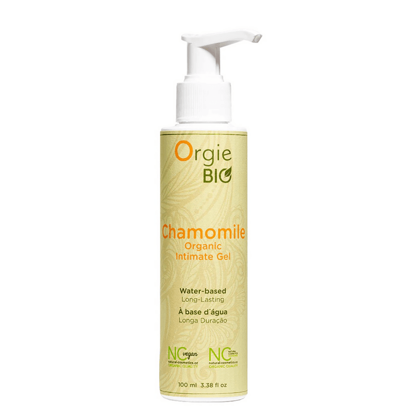 Orgie Bio Kamille Intieme Gel 100 ml – kalmerend en hydraterend, natuurlijke formule in pompflacon.