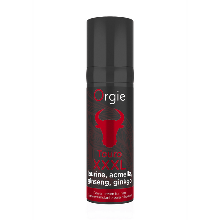 Orgie Touro erectiecrème XXL 15 ml – zwart flesje met rode details, direct harder en intenser