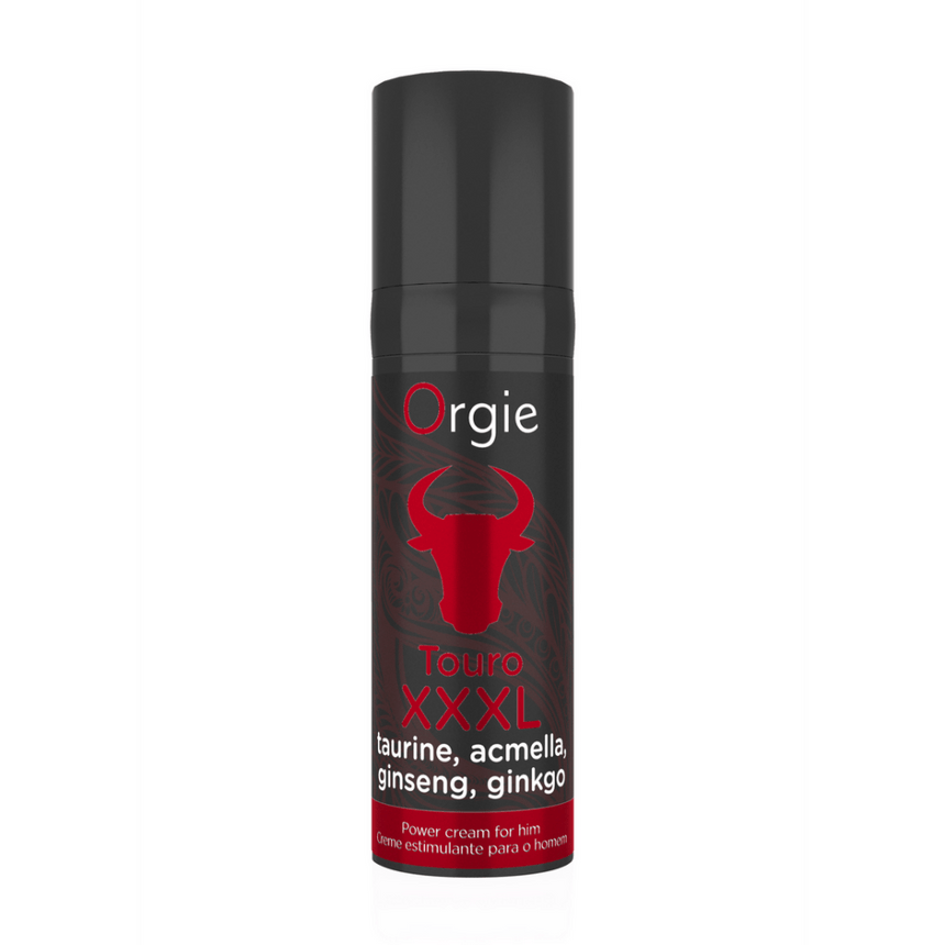 Orgie Touro erectiecrème XXL 15 ml – zwart flesje met rode details, direct harder en intenser