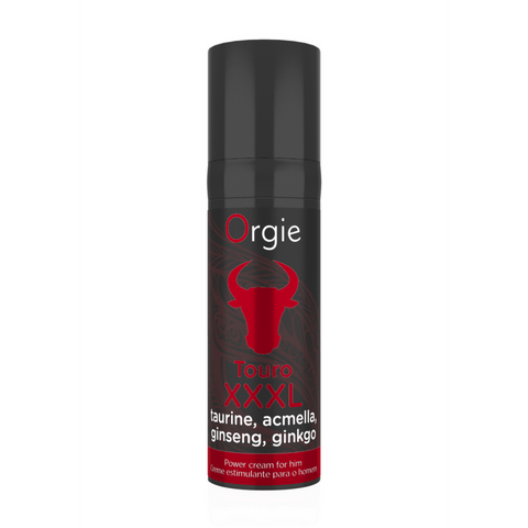 Orgie Touro erectiecrème XXL 15 ml – zwart flesje met rode details, direct harder en intenser