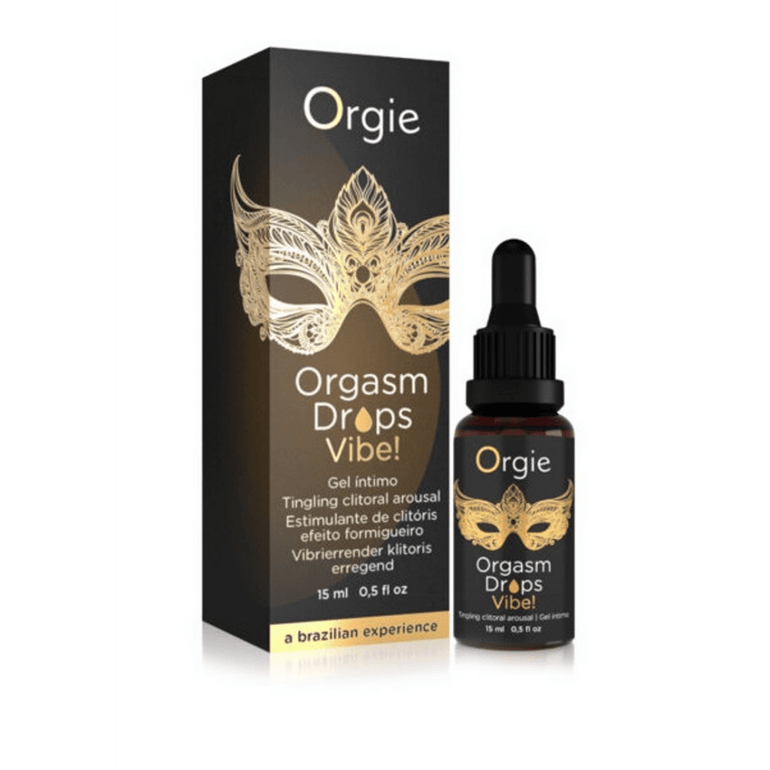 Orgie Orgasm Drops Vibe 15 ml set: productdoos met flesje, afrodiserende druppels voor tinteling