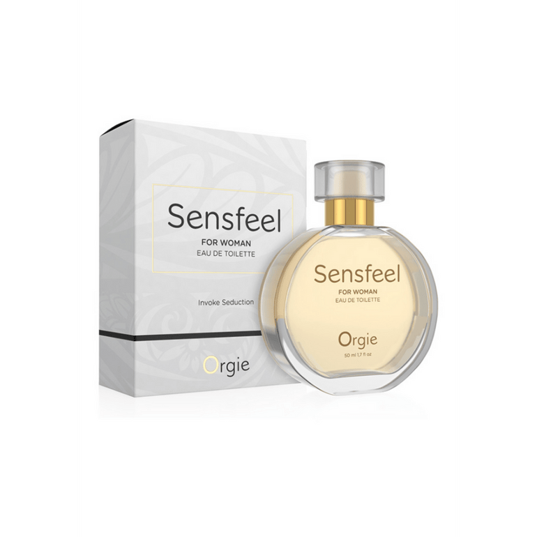 Orgie Sensfeel Women – verpakking met doos en ronde flacon, 50 ml pheromonen parfum.