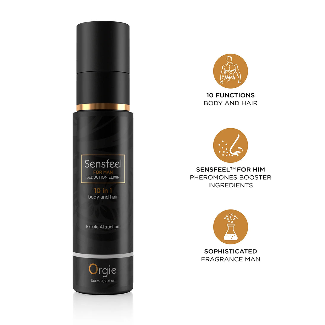 Orgie Sensfeel 10-in-1 werking – haar- en bodylotion voor mannen met feromonen