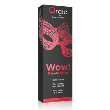 Orgie Wow! Bucal Spray Aardbeienijs 10 ml, rode verpakking met aardbeienijs flavour voor intens fris oraal plezier