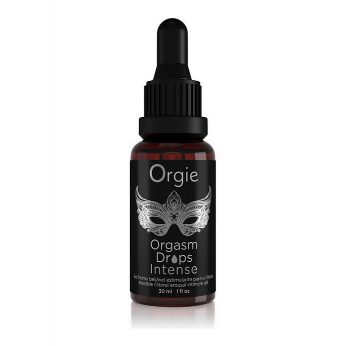 Orgie Orgasm Drops Intense 30 ml, flesje met pipet voor stimulerende drops en compacte verpakking
