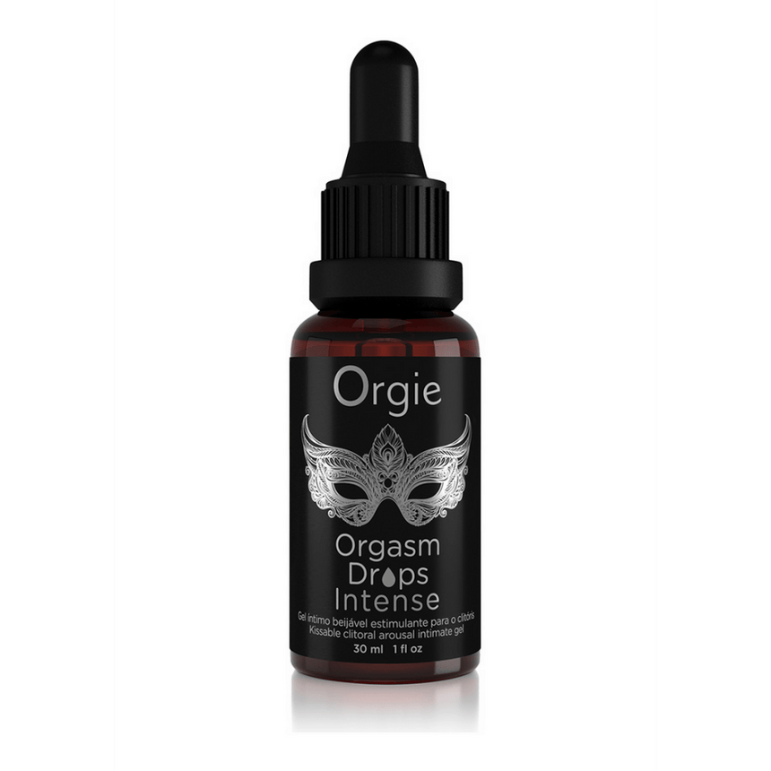 Orgie Orgasm Drops Intense 30 ml, flesje met pipet voor stimulerende drops en compacte verpakking