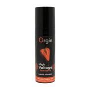 Orgie High Voltage vloeibare vibrator aardbei 15 ml in zwarte flacon met oranje label op wit