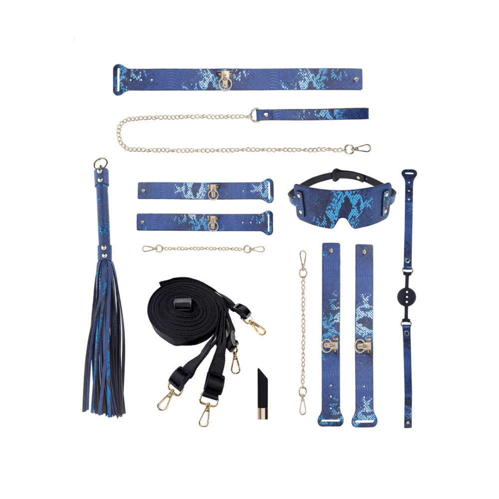 Florence kit tas blauw met complete accessoireset, luxe uitstraling en discreet formaat