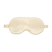 Ouch! by Shots Satin Mask goud, vooraanzicht op witte achtergrond met zachte glans, plooien en smalle elastische band