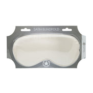 Ouch! by Shots Satin Mask goud in blisterverpakking, close-up van de gladde satijnen afwerking in zachte goudtint