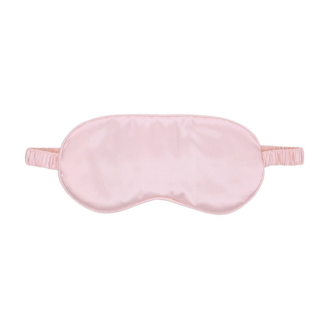 Ouch! by Shots Satin Mask poederroze, frontaal op witte achtergrond met zachte satijnglans en elastische bandjes