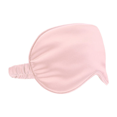 Ouch! by Shots Satin Mask poederroze in zijaanzicht op witte achtergrond, met gladde satijnen valling en banddetail