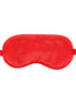Ouch! by Shots Satin Mask rood, frontaal op witte achtergrond met glanzende satijnen afwerking en elastische band