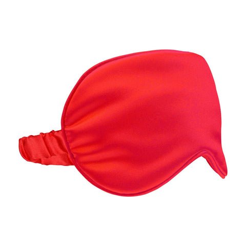 Ouch! by Shots Satin Mask rood in zijaanzicht, met zachte satijnglans, afgeronde vorm en elastische band op wit