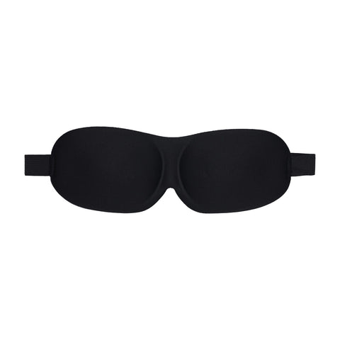 Ouch! by Shots 3D Mask zwart, vooraanzicht van het zwarte 3D oogmasker op witte achtergrond met elastische band