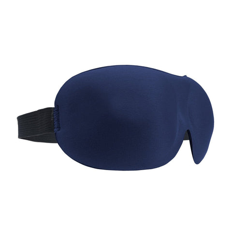 Ouch! by Shots 3D Blinddoek marineblauw, zijaanzicht op witte achtergrond met zachte ronding en zwarte bandsluiting.