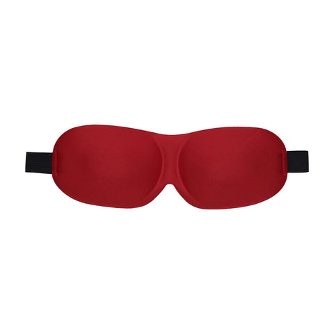 Ouch! by Shots 3D Mask blinddoek rood, frontaal op witte achtergrond met gladde 3D cups en zwarte band