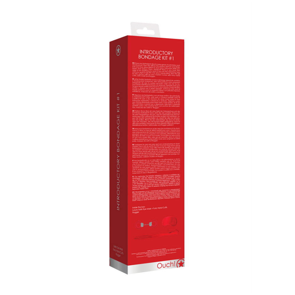 Verführerisches Bondage-Anfängerset – Rot | SM-Starter-Kit mit Maske, Fesseln und Peitsche