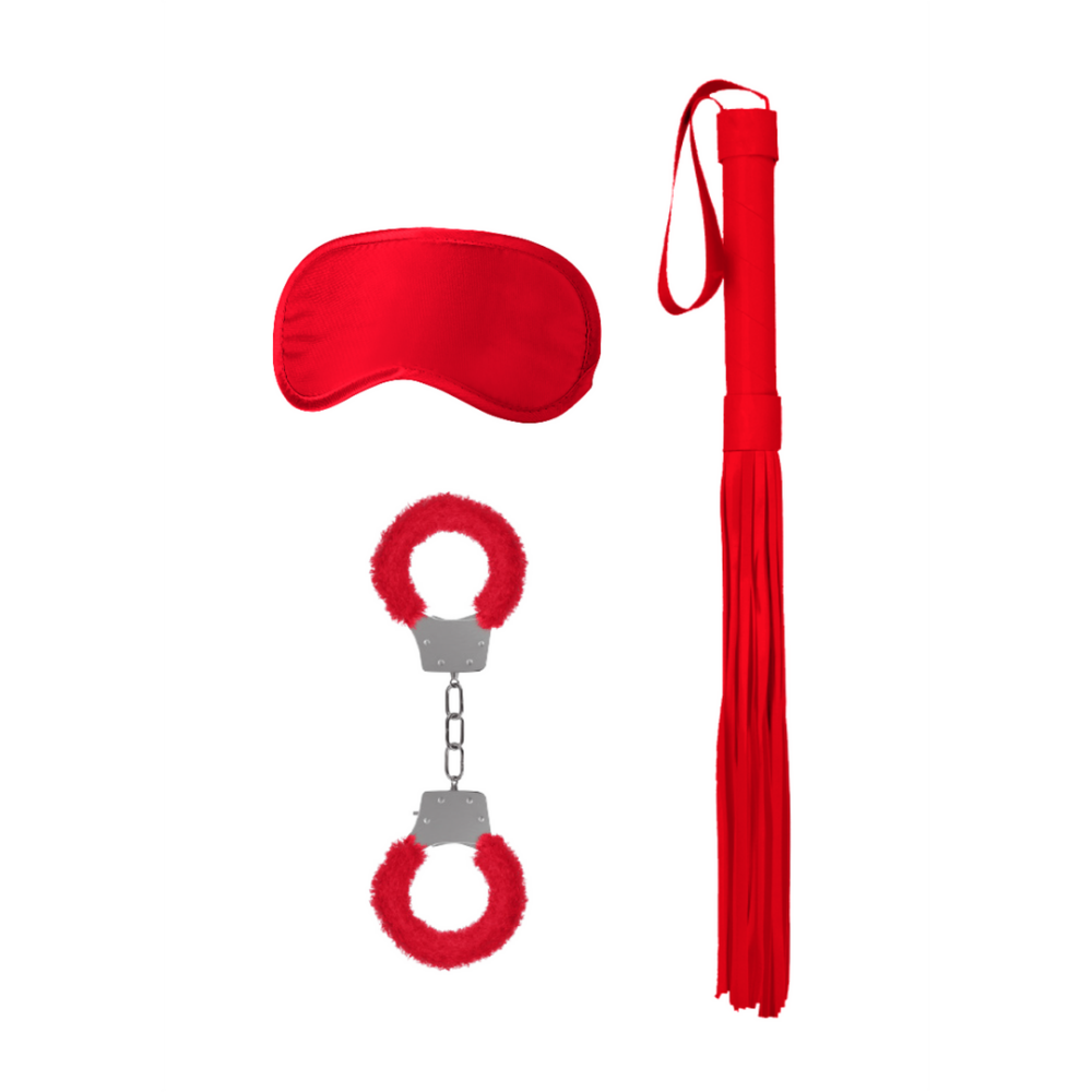 Verführerisches Bondage-Anfängerset – Rot | SM-Starter-Kit mit Maske, Fesseln und Peitsche