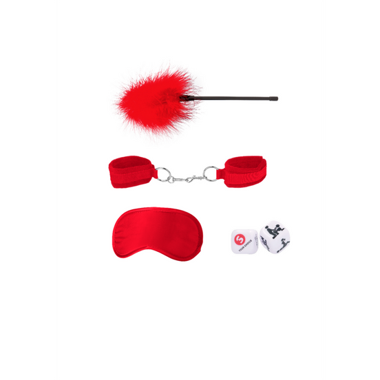 Verleidelijke Rode Bondage Set | Beginnerspakket met Fluwelen Boeien & Dobbelstenen