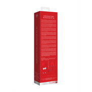 Zijkant productverpakking, rode BDSM kit, specificaties en inhoud zichtbaar