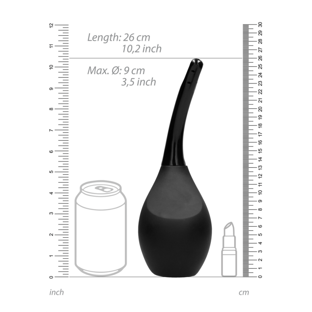 Overzicht Ouch intieme douche PVC met afmetingen en productdetails weergegeven