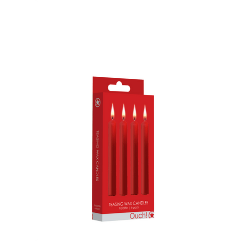 Ouch rode wax kaarsen in verpakking met productweergave voor gecontroleerde wax play