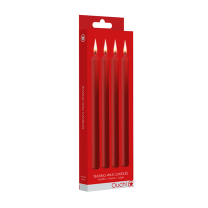 Neckende Kerzen - 4 Stück - Groß - Rot