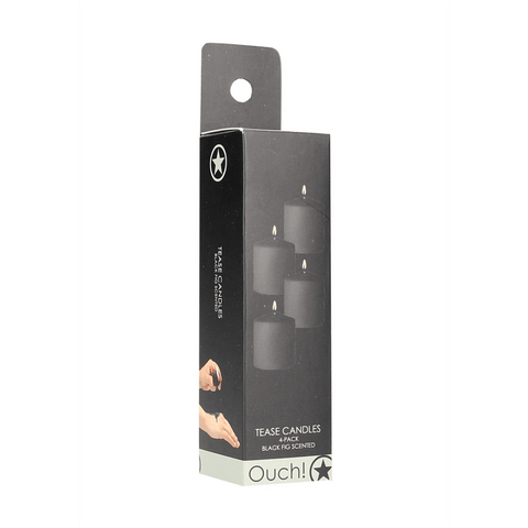 Ouch by Shots Tease Candles Disobedient, zwarte massagekaarsen set van 4 in luxe verpakking