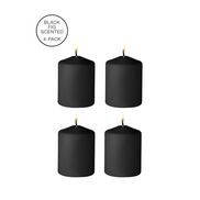 Ouch by Shots Tease Candles Disobedient, vier zwarte massagekaarsen naast elkaar weergegeven