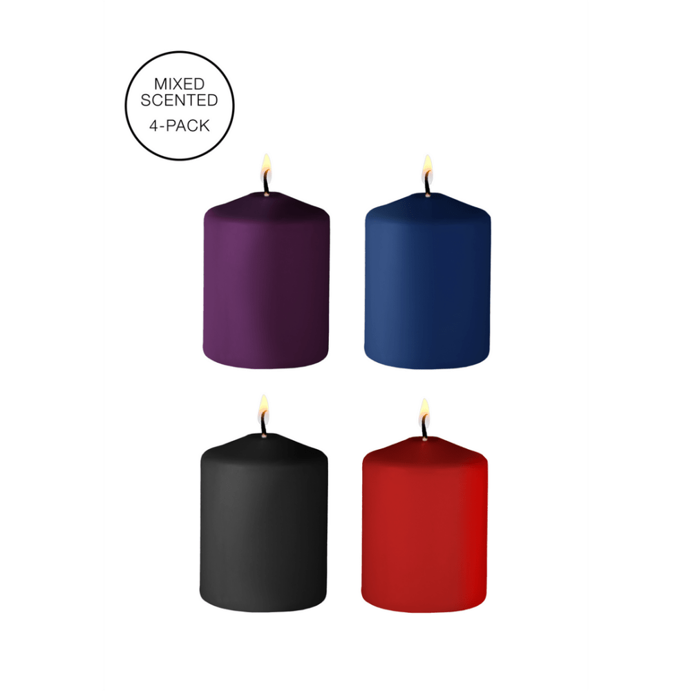 Ouch Tease kaarsen multicolor set van 4, compacte wax kaarsen in verschillende kleuren