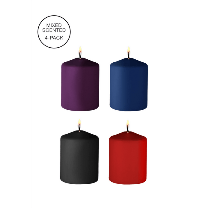 Ouch Tease kaarsen multicolor set van 4, compacte wax kaarsen in verschillende kleuren