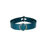 Waist Belt with Bondage Rings, zwarte taille riem met metalen ringen, maat L/XL, productfoto op witte achtergrond