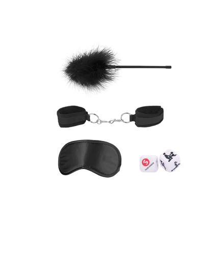 Zwart/Witte Bondage Set | SM Starterskit met Dobbelstenen & Fluwelen Boeien