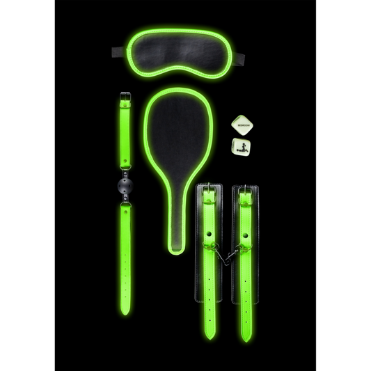 Glow-in-the-dark details – ideaal voor kinky nachten
Volledige 5-delige bondagekit – handboeien, gag, paddle, masker &amp; dobbelstenen
Perfect voor BDSM beginners en ervaren liefhebbers