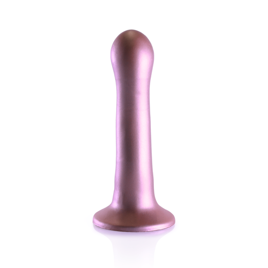 Ultraweicher kurviger G-Punkt-Dildo aus Silikon – 7'' / 17 cm – Roségold